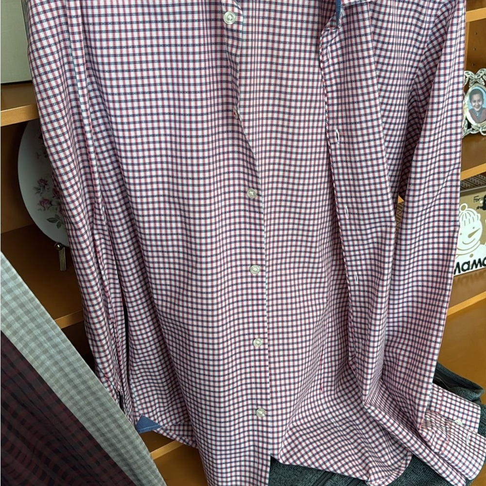 Hugo Boss Red and White Casual Button Down Shirt